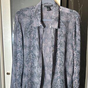 100% Silk Snakeskin Print Blouse Quiet Luxury Large